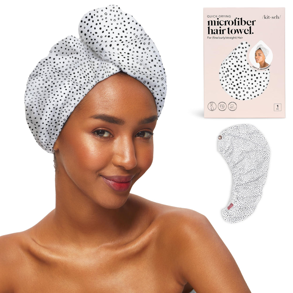 Kitsch serviette microfibre pour cheveux, absorption rapide et soin en douceur.