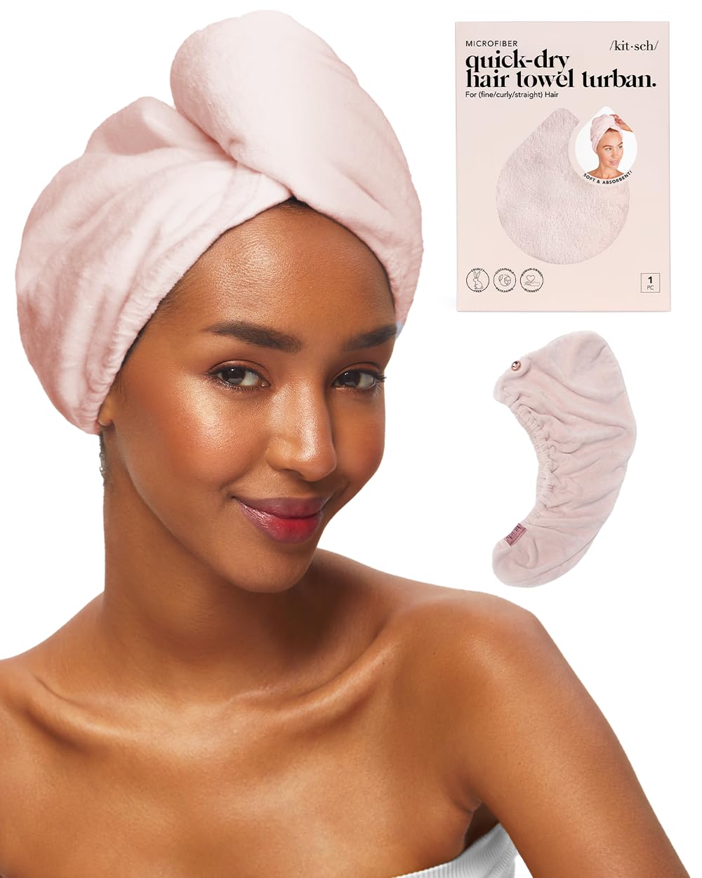 Kitsch serviette microfibre cheveux, texture douce pour un séchage rapide