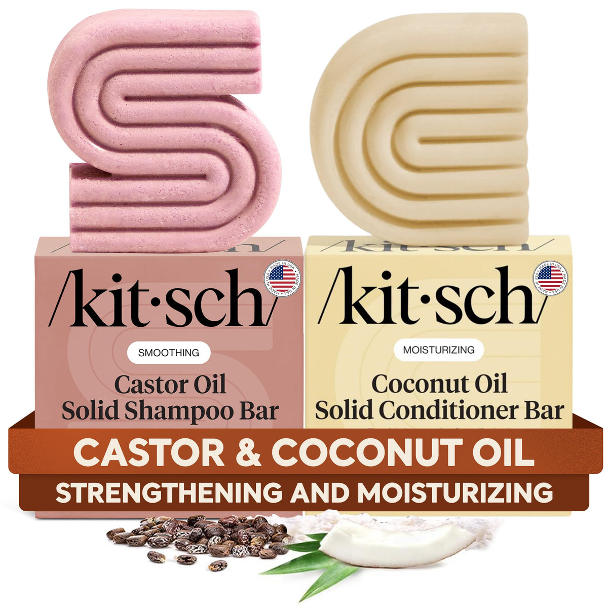 Kitsch shampoing-bar au ricin pour revitaliser cuir chevelu et longueurs