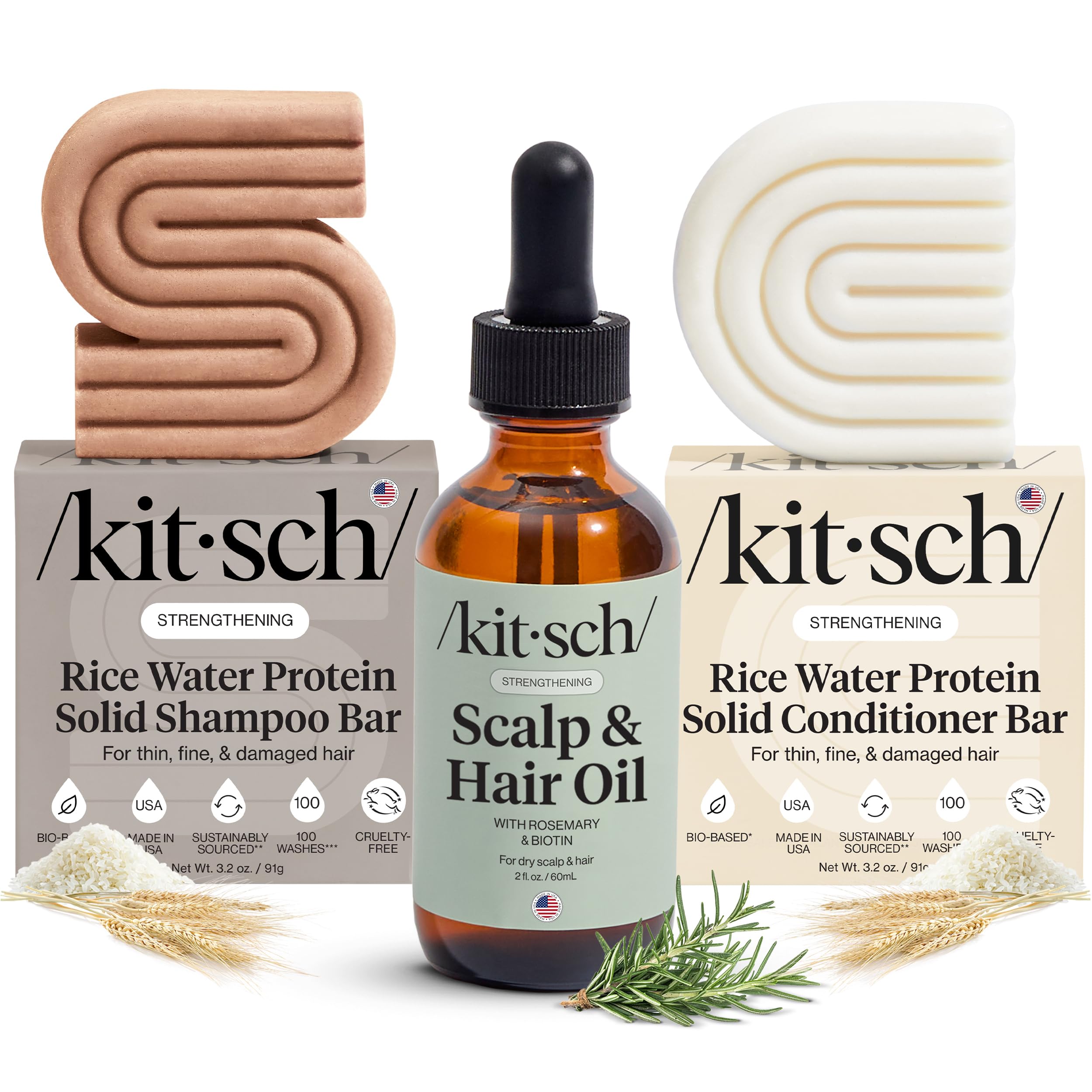 Kitsch Shampoing Bar Riz Eau : revitalise les cheveux sans bouteilles plastiques