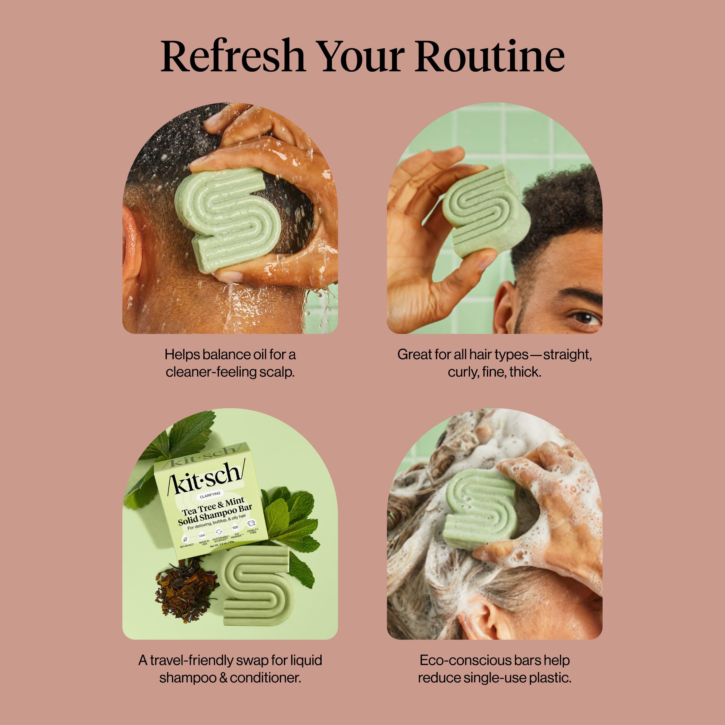 Kitsch Shampoing-bar Tea Tree Mint idéal pour les voyages