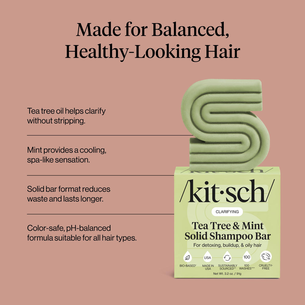 Kitsch Shampoing-bar Tea Tree Mint fabriqué aux États‑Unis, qualité locale