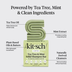 Kitsch Shampoing-bar Tea Tree Mint nettoyage en profondeur sans sulfates