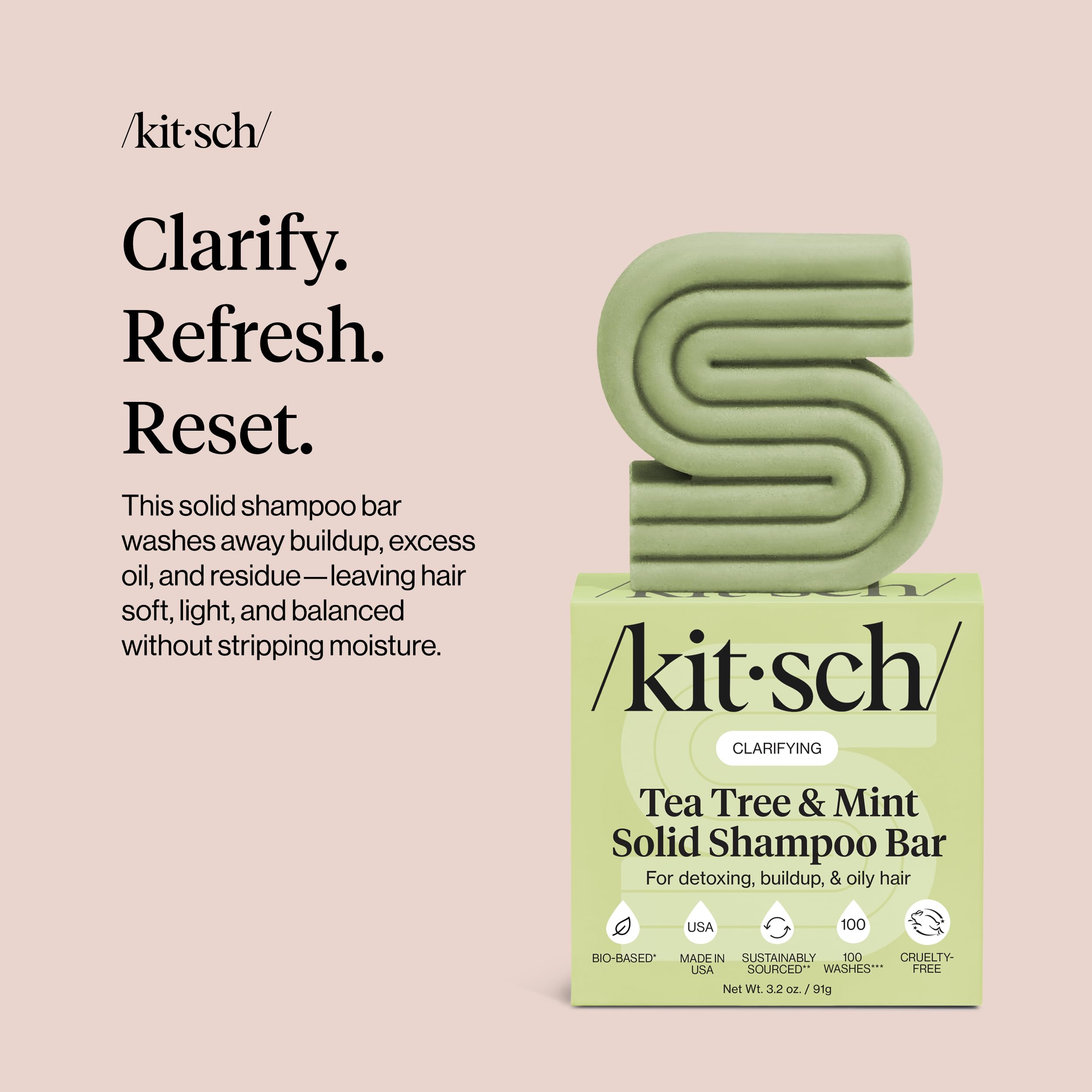 Kitsch Shampoing-bar Tea Tree Mint vegan et cruelty-free pour une beauté éthique
