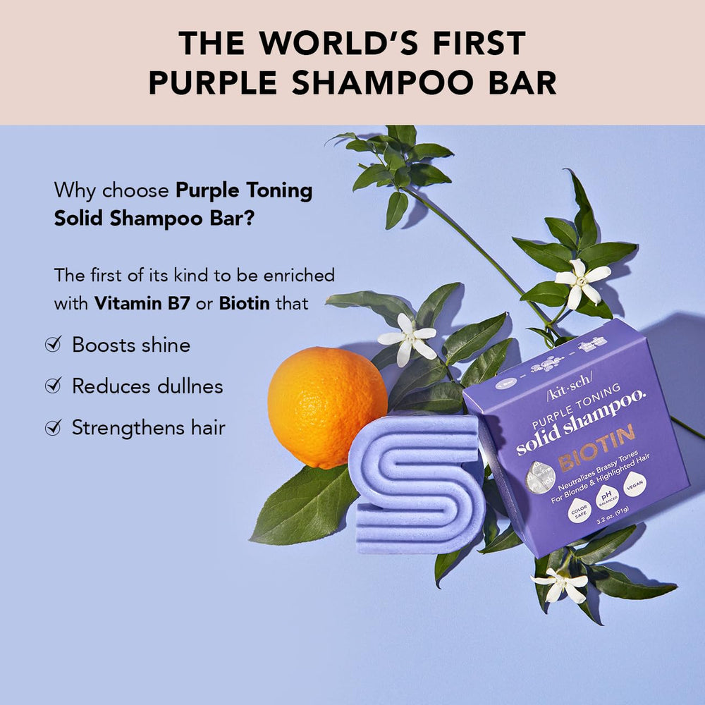 Kitsch Shampoing Solide Tonifiant Violet pour cheveux colorés révèle l éclat.