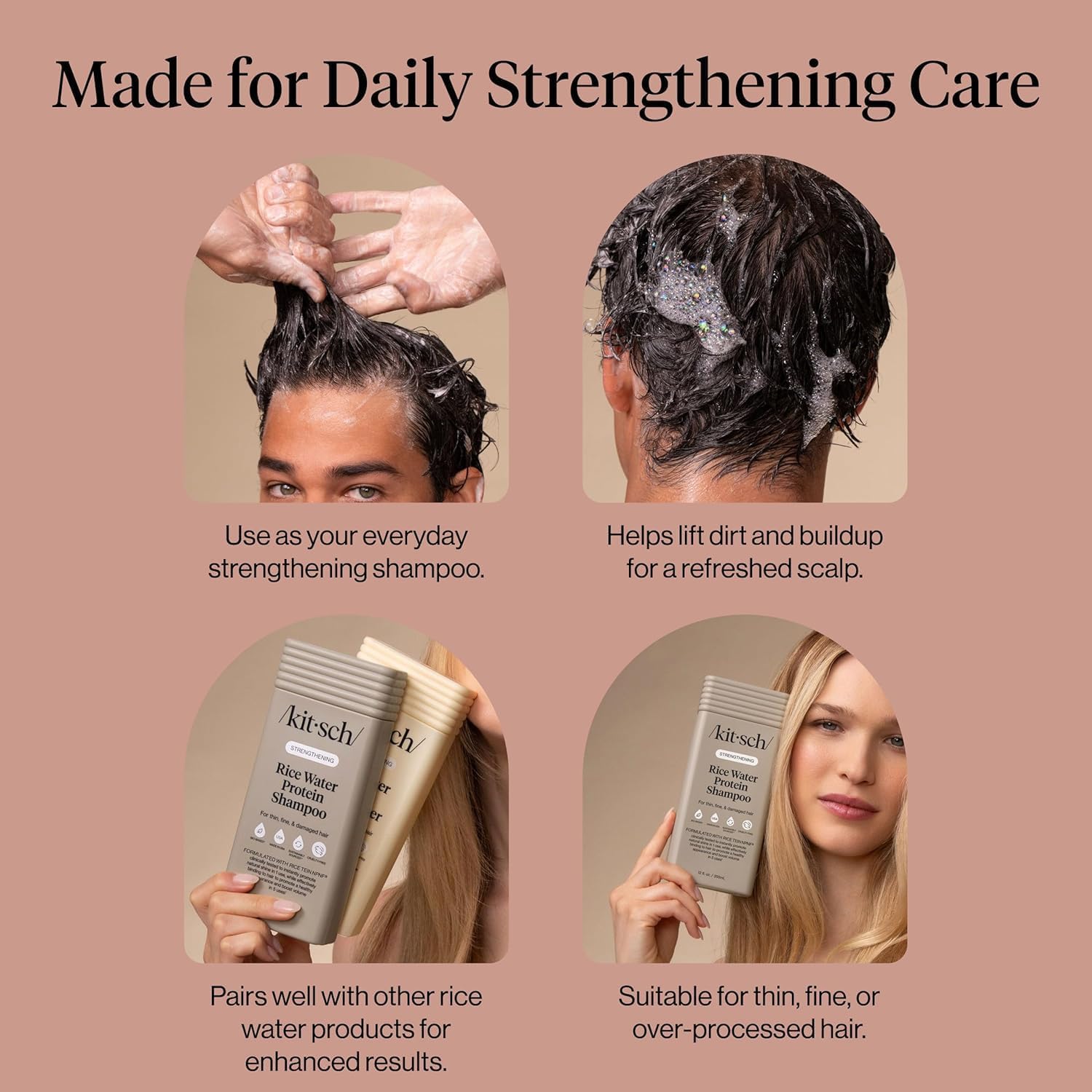 Kitsch Shampoing Riz Protéines – emballage PCR recyclable.