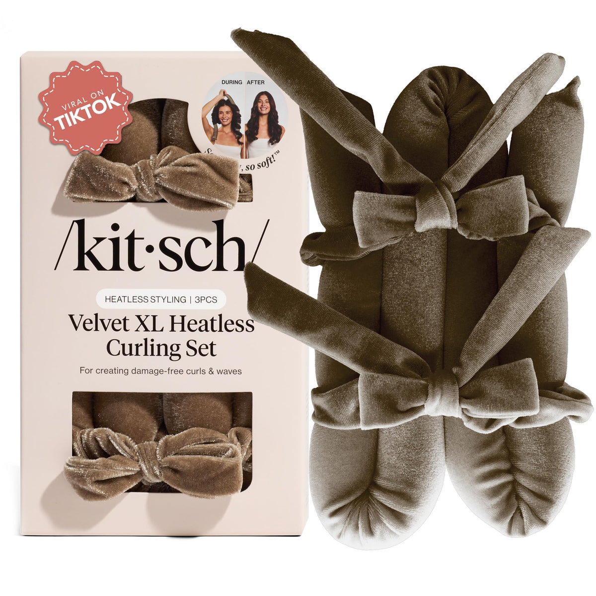 Kitsch Velvet XL rouleau-cheveux, boucles sans chaleur faciles à obtenir.