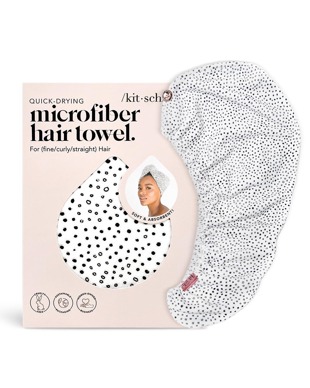 Kitsch wrap cheveux longs, séchage rapide et confort après la douche.