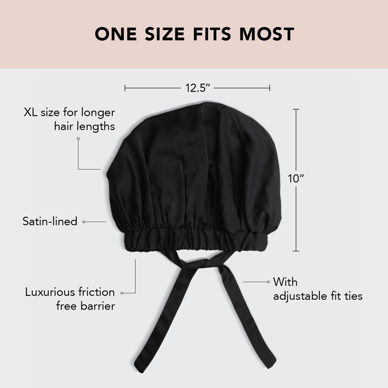 Bonnet satin Kitsch XL pour boucles, protège contre les frottements nocturnes.