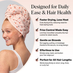 Kitsch XL serviette cheveux grand format 40x24 pouces pour longs et épais.