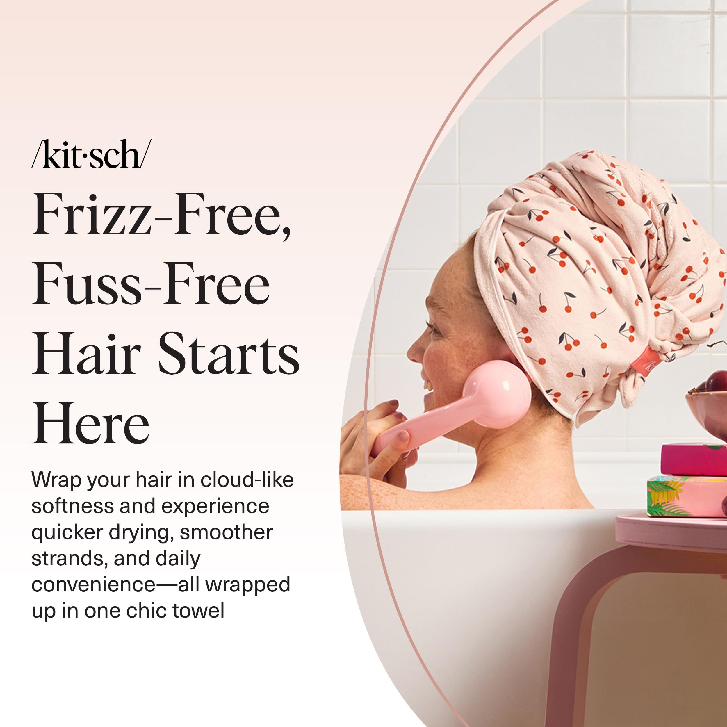 Kitsch XL wrap cheveux longs et bouclés, grand format pratique.