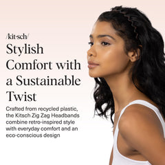 Kitsch Zigzag tortue-écaille, bandeau anti-glisse avec dents, style chic et pratique.