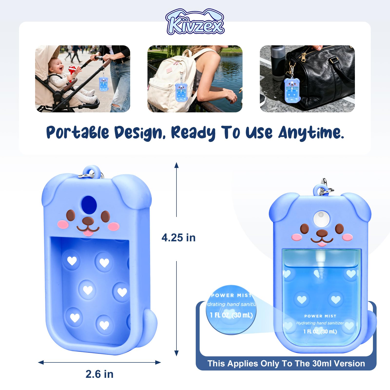 Kivzex étui chien Touchland clip-360 bleu, porte-clé pratique
