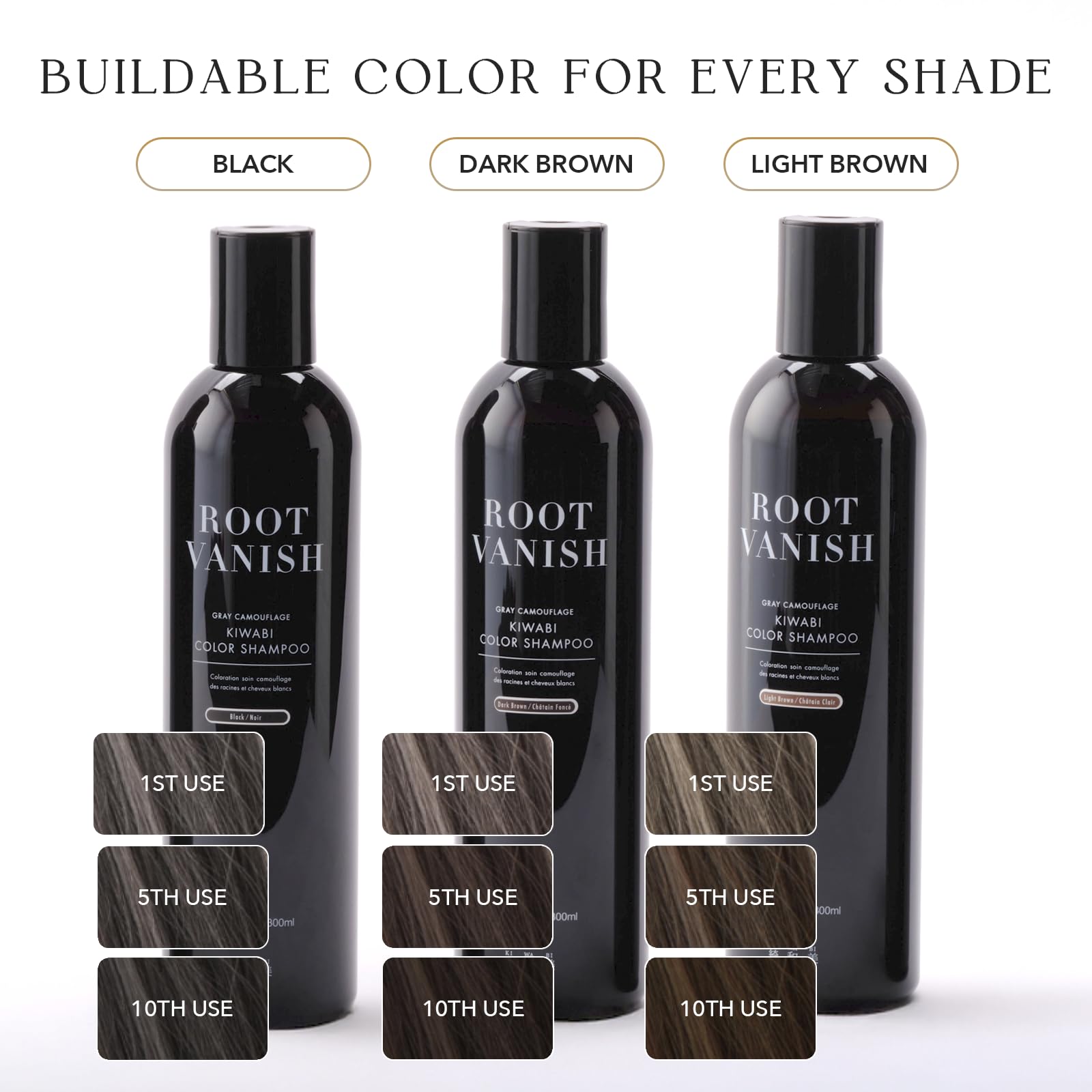 KiWABI Shampoing colorant gris, cheveux brillants et doux après usage