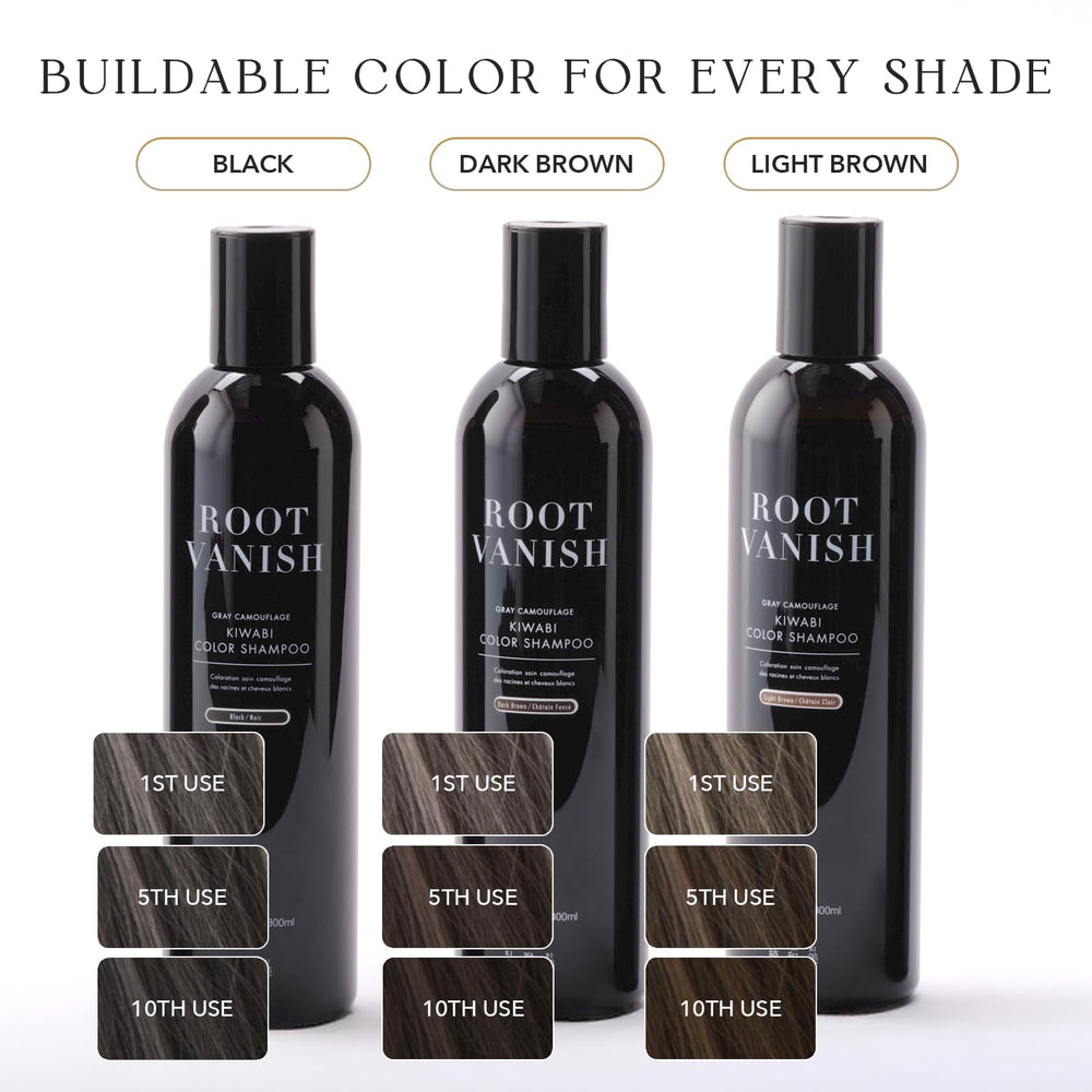 KiWABI Shampoing colorant gris, cheveux brillants et doux après usage