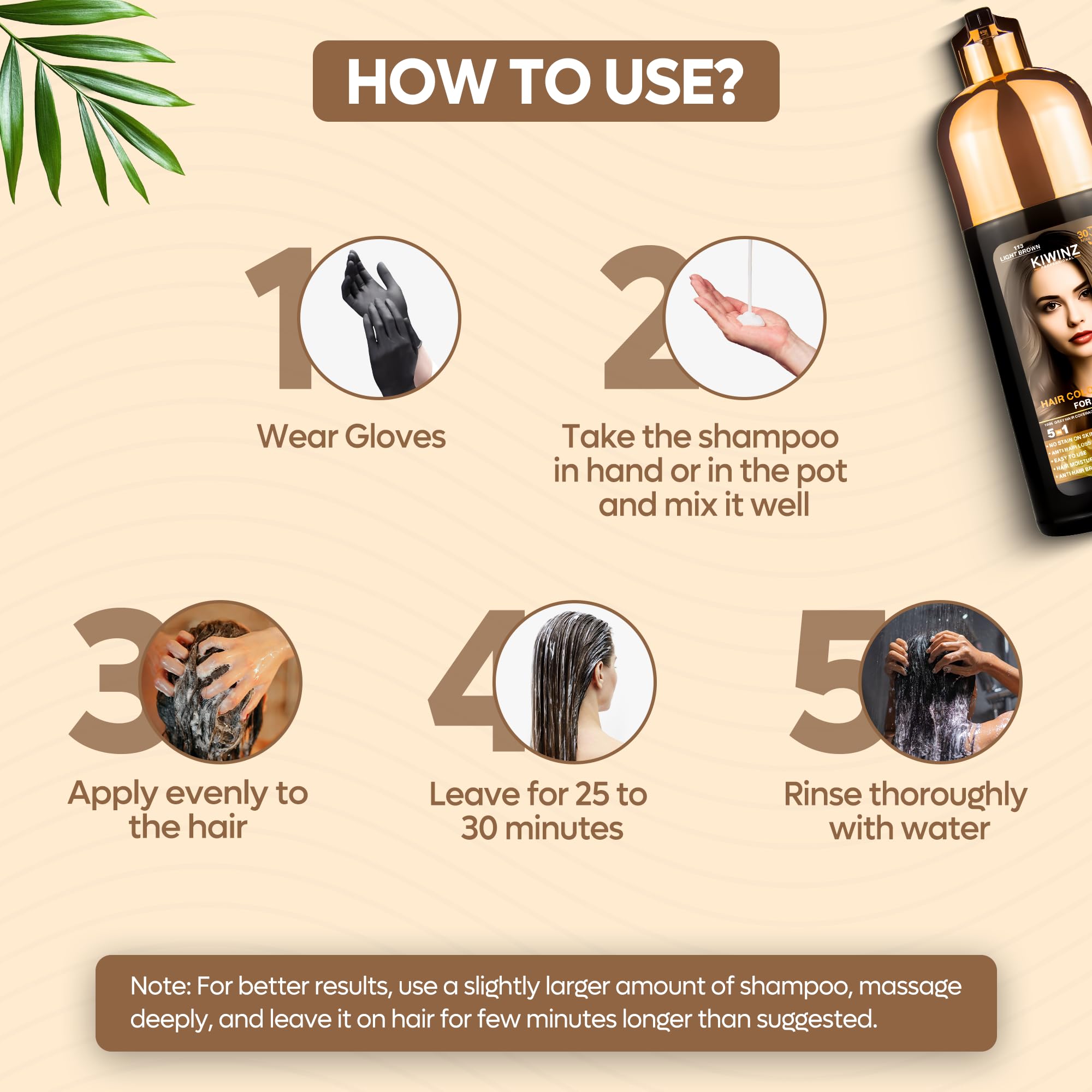 Kiwinz Professional easy-use steps guide for quick color in minutes
