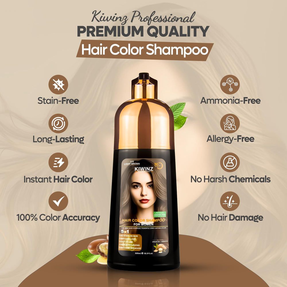 Kiwinz Professional shampoo pump dispensing quick application for gray coverage