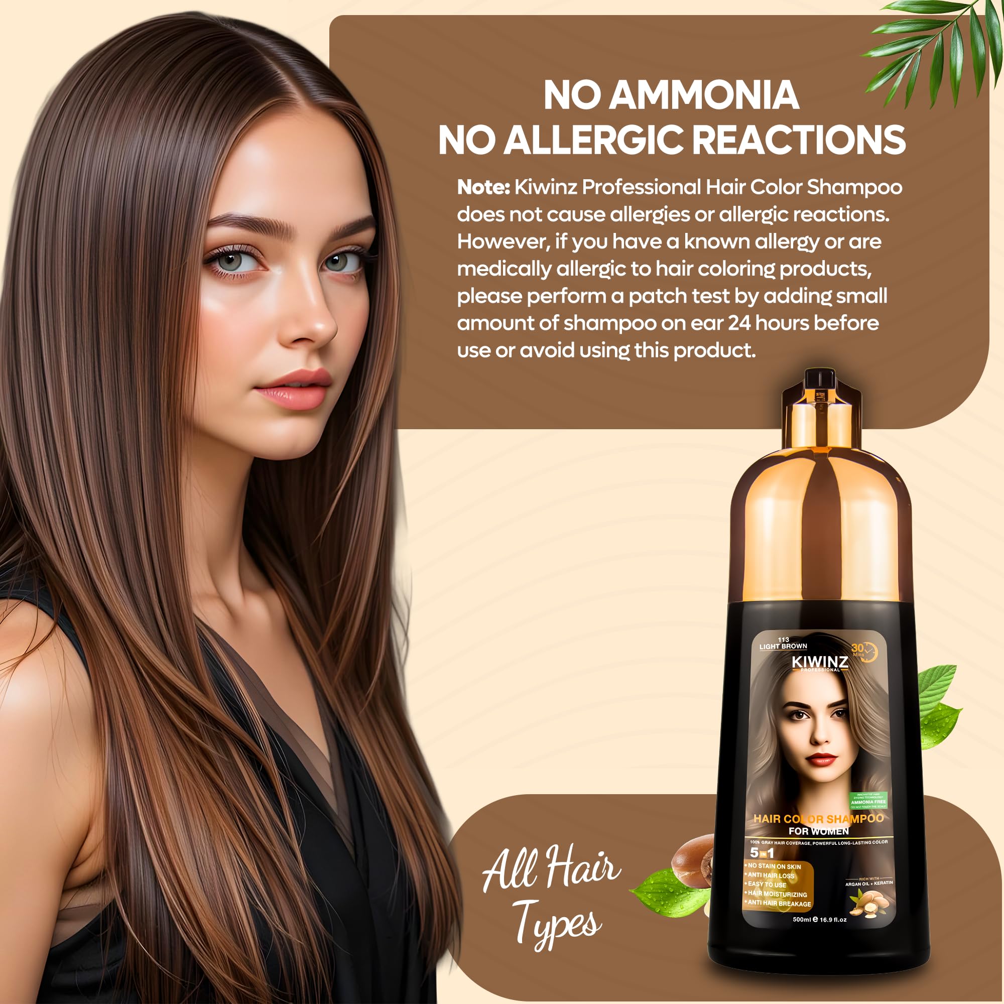 Kiwinz Professional with argan oil and keratin nourishes hair during coloring