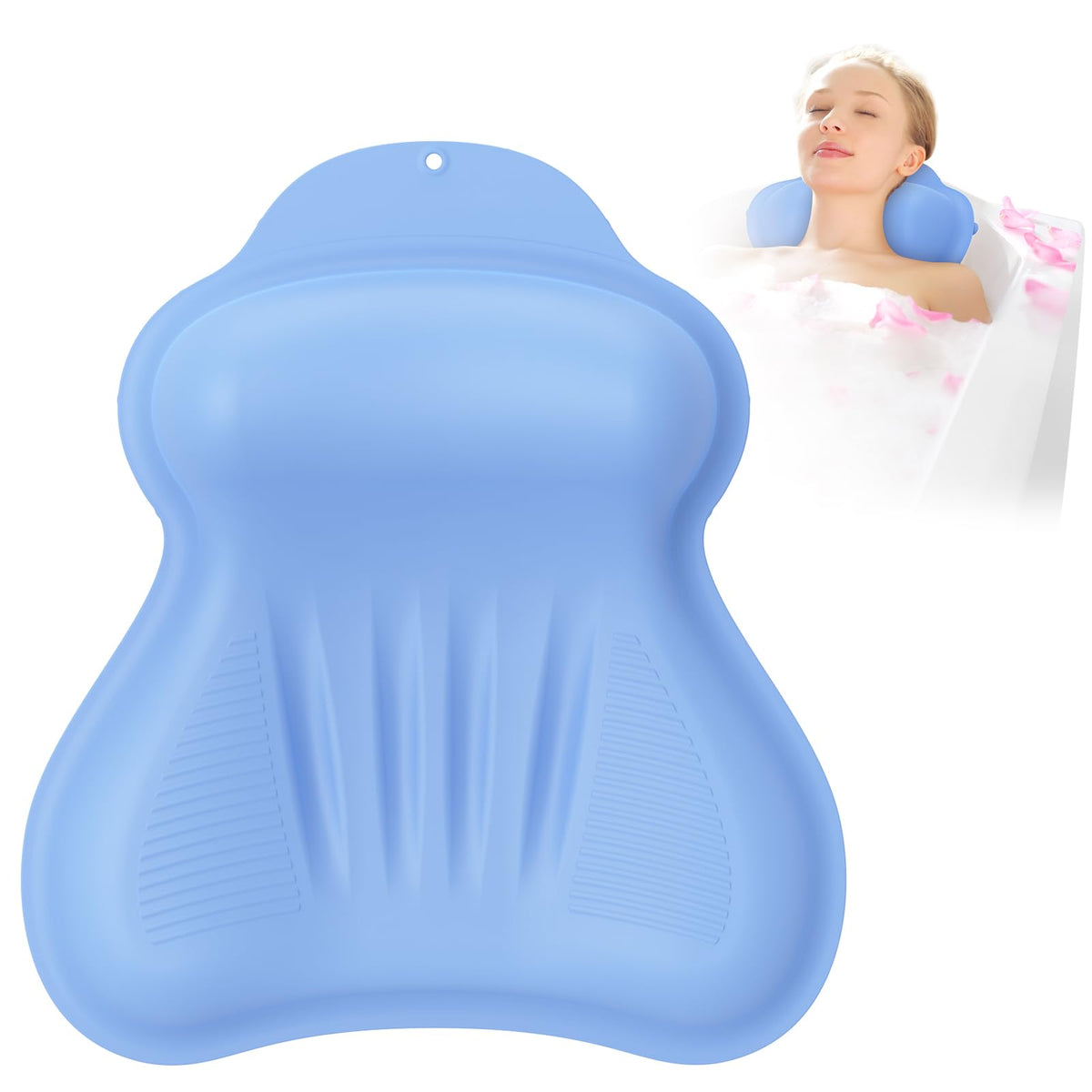 Oreiller bain silicone bleu kixcvdm avec airbag 4D pour le soutien de la tête