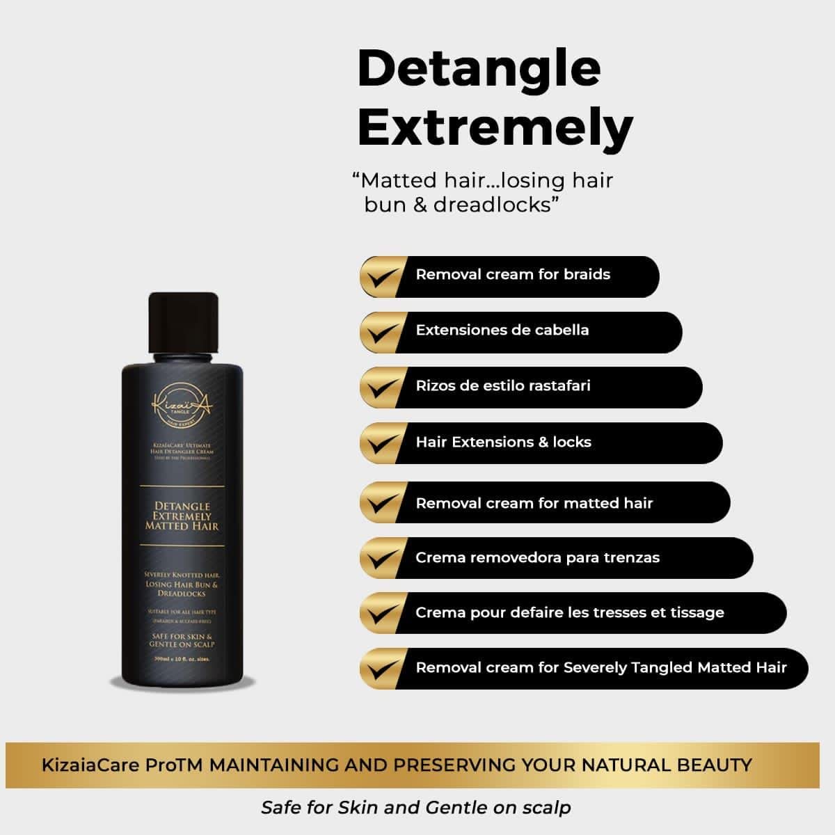 Texture crémeuse de KizaiaCare Detanglant prête à démêler les mèches emmêlées
