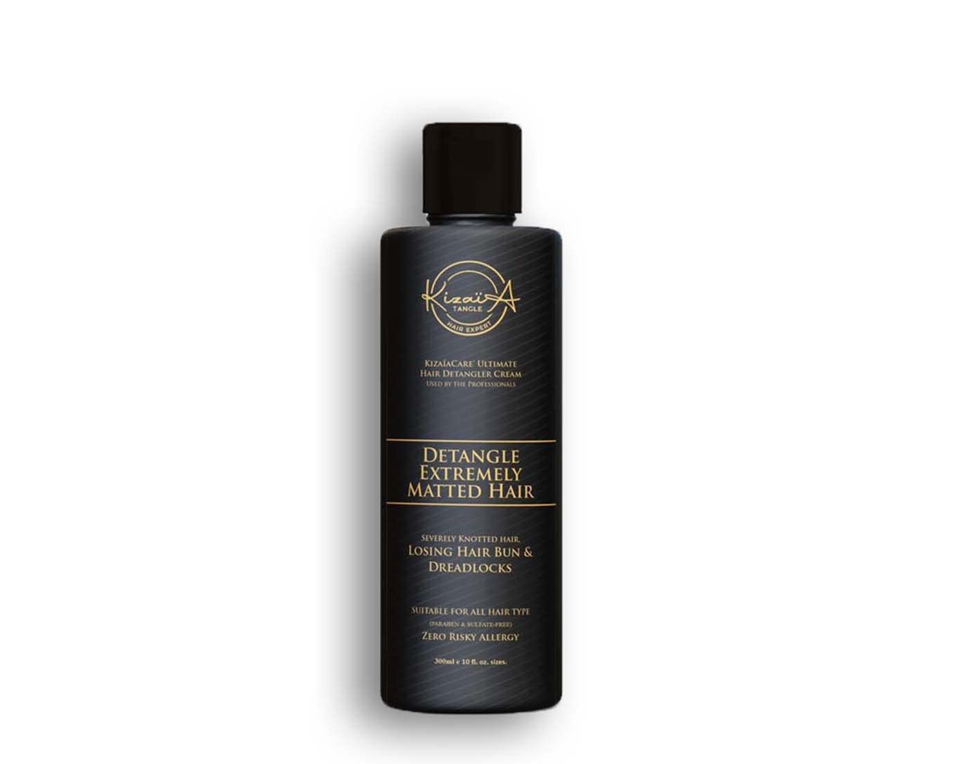 KizaiaCare Démêlant, aperçu bouteille, démontrant une texture fluide et douce pour démêler sans douleur