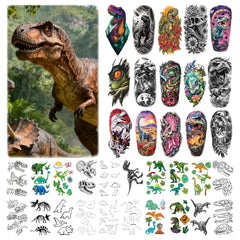 Tatouages dinosaure pour enfants, 77 feuilles faciles à appliquer, KJYIOY.