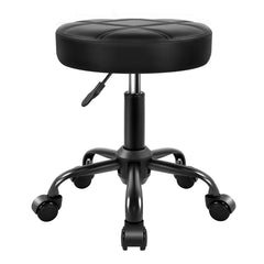KKTONER tabouret roulant noir, vue face — mobilité facile en salon.