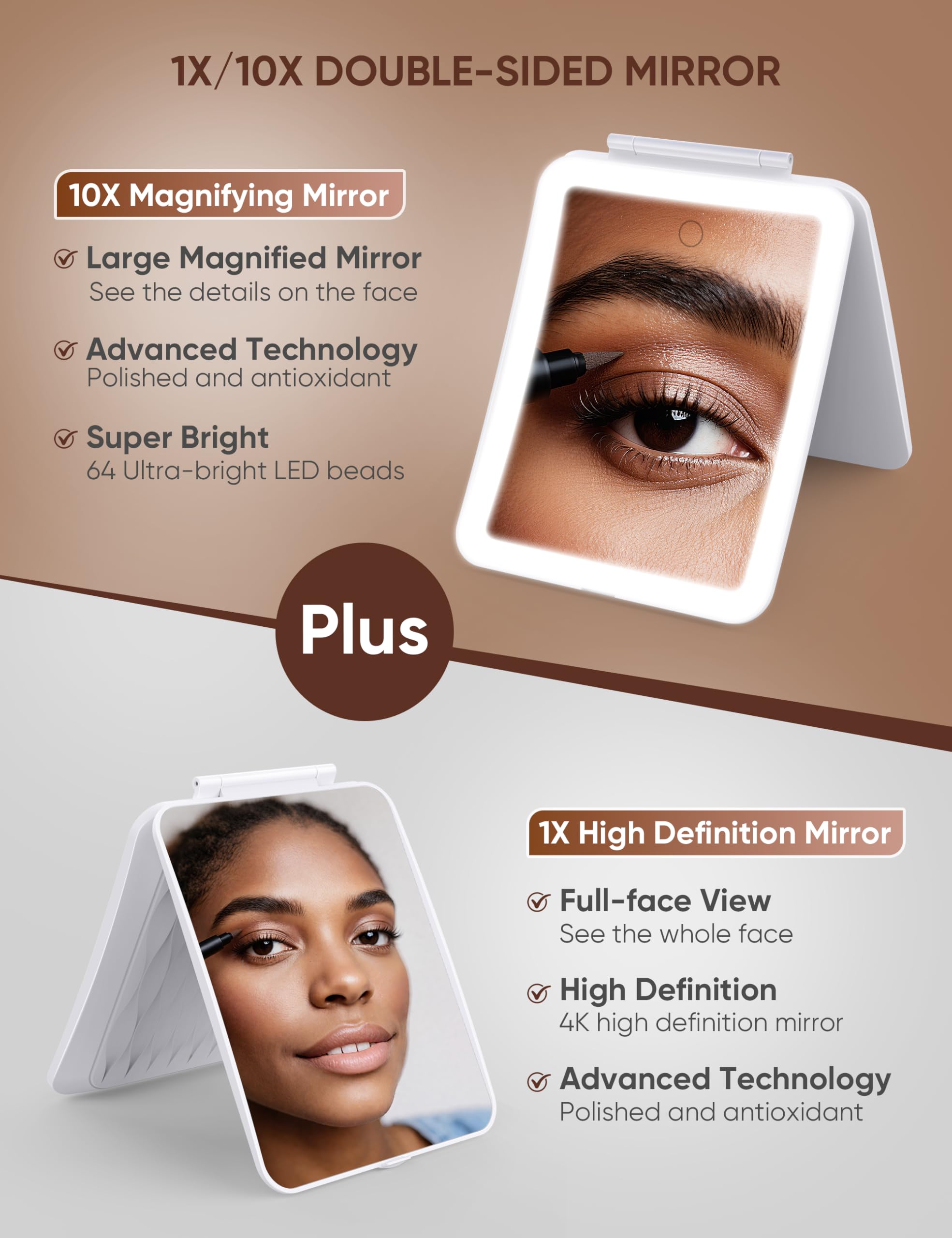 Miroir Klarh avec éclairage à 3 couleurs ajustable