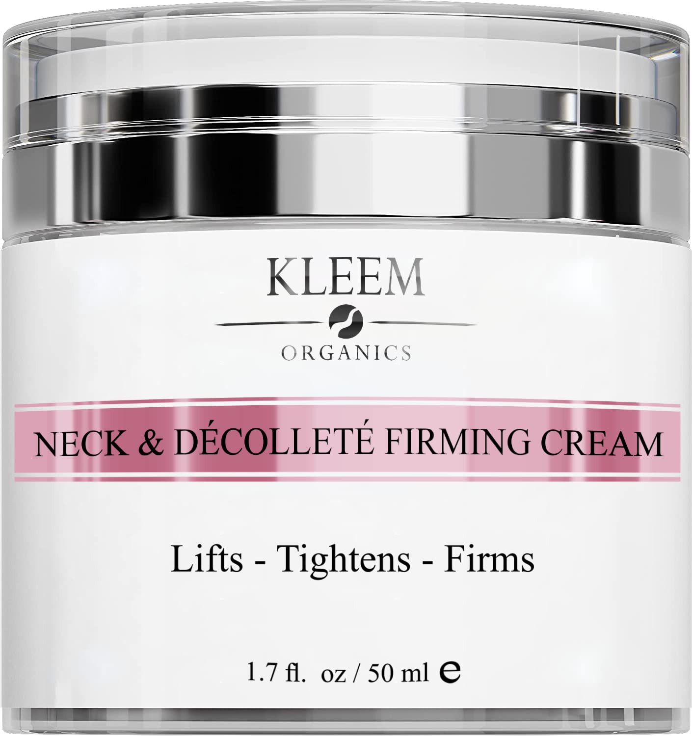 Kleem Organics crème fermante du cou et visage, bouteille 50 ml, hydratation ciblée.