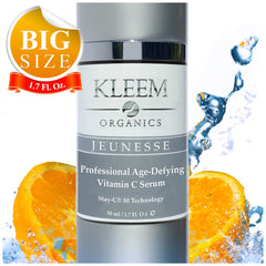 Kleem Organics sérum vitamine C, bouteille élégante pour une peau éclatante et homogène
