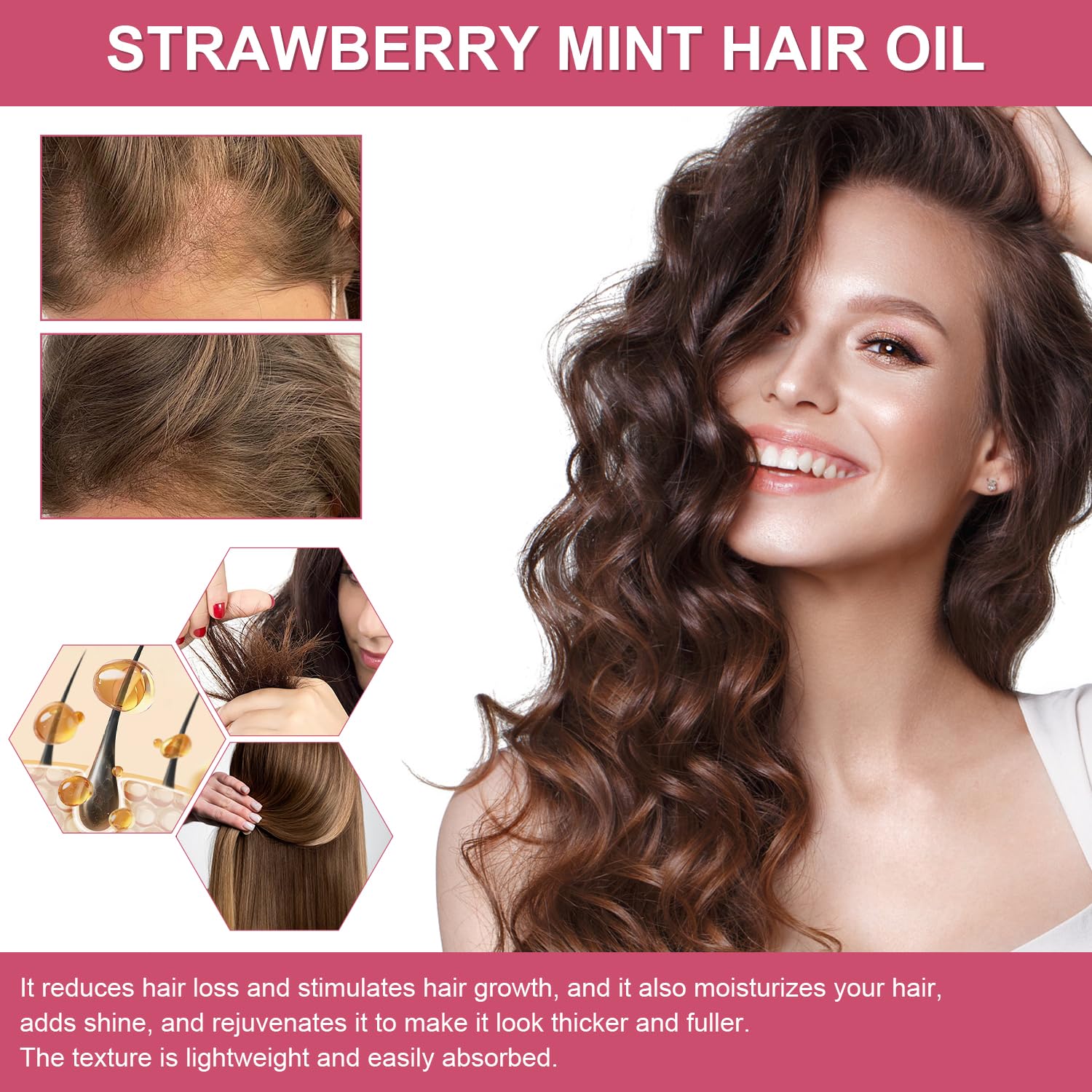KLIFE huile croissance fraise menthe – extrait botanique nourrissant pour cheveux plus forts et sains.