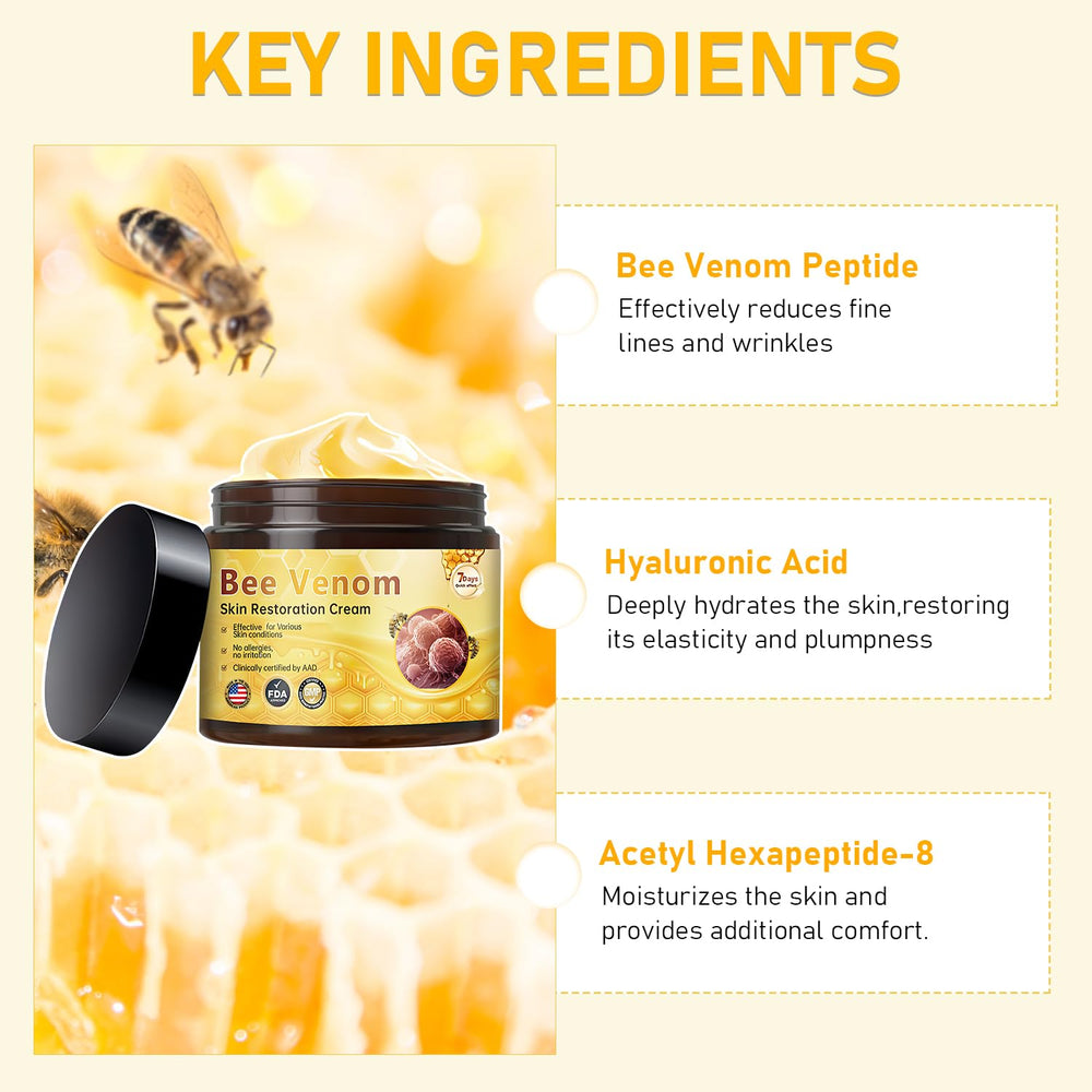 KLIFE Crème venin d'abeille, ingrédients naturels pour nourrir la peau.