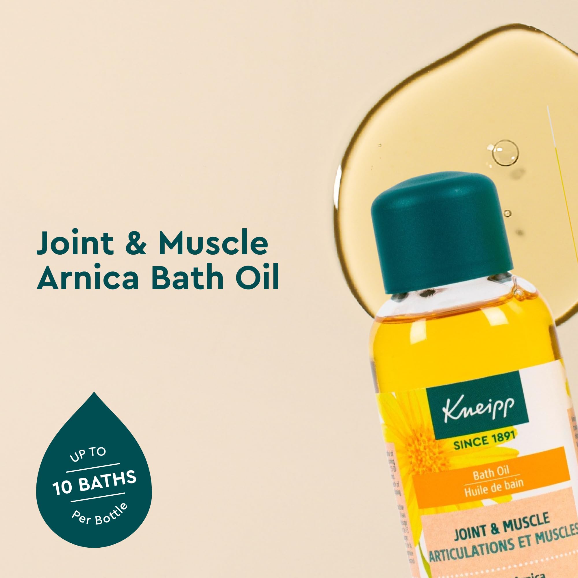 Kneipp Arnica – versement dans l’eau chaude pour une expérience spa à domicile.