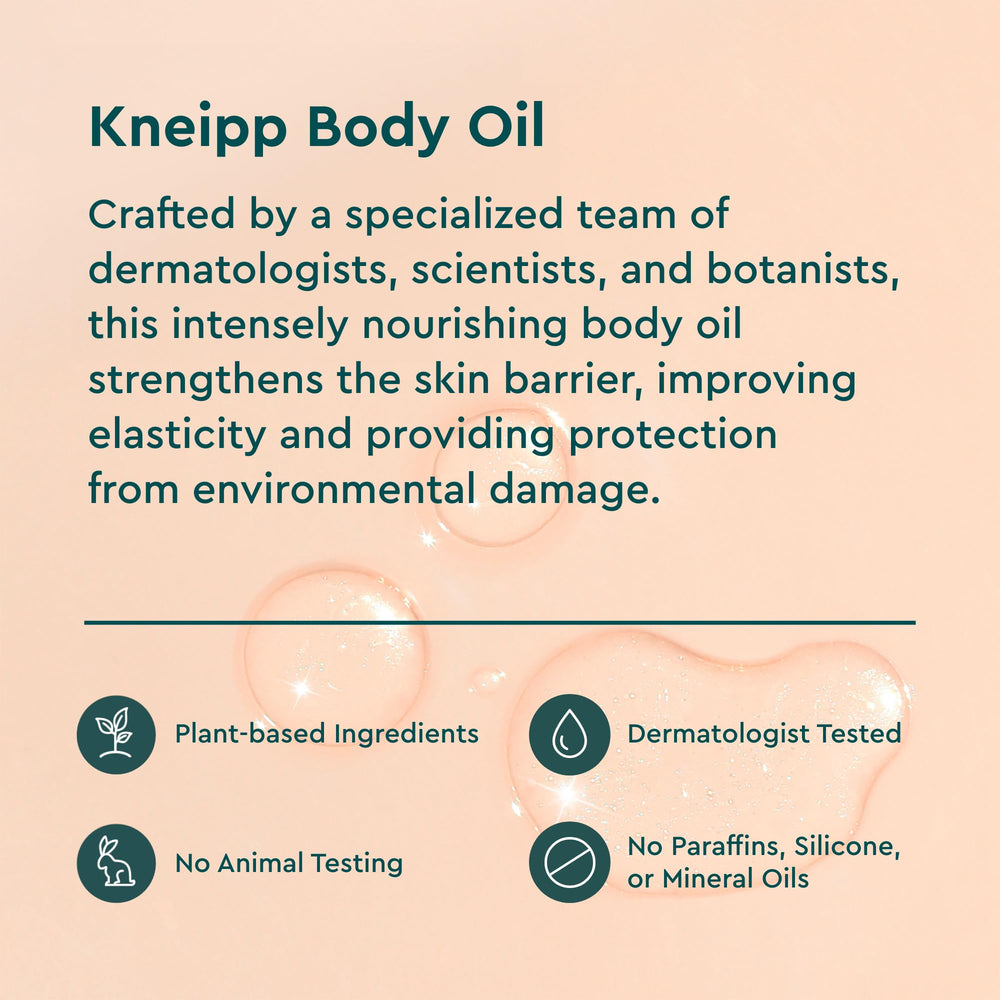 Après douche, Kneipp Huile pour le corps — peau douce et hydratée.