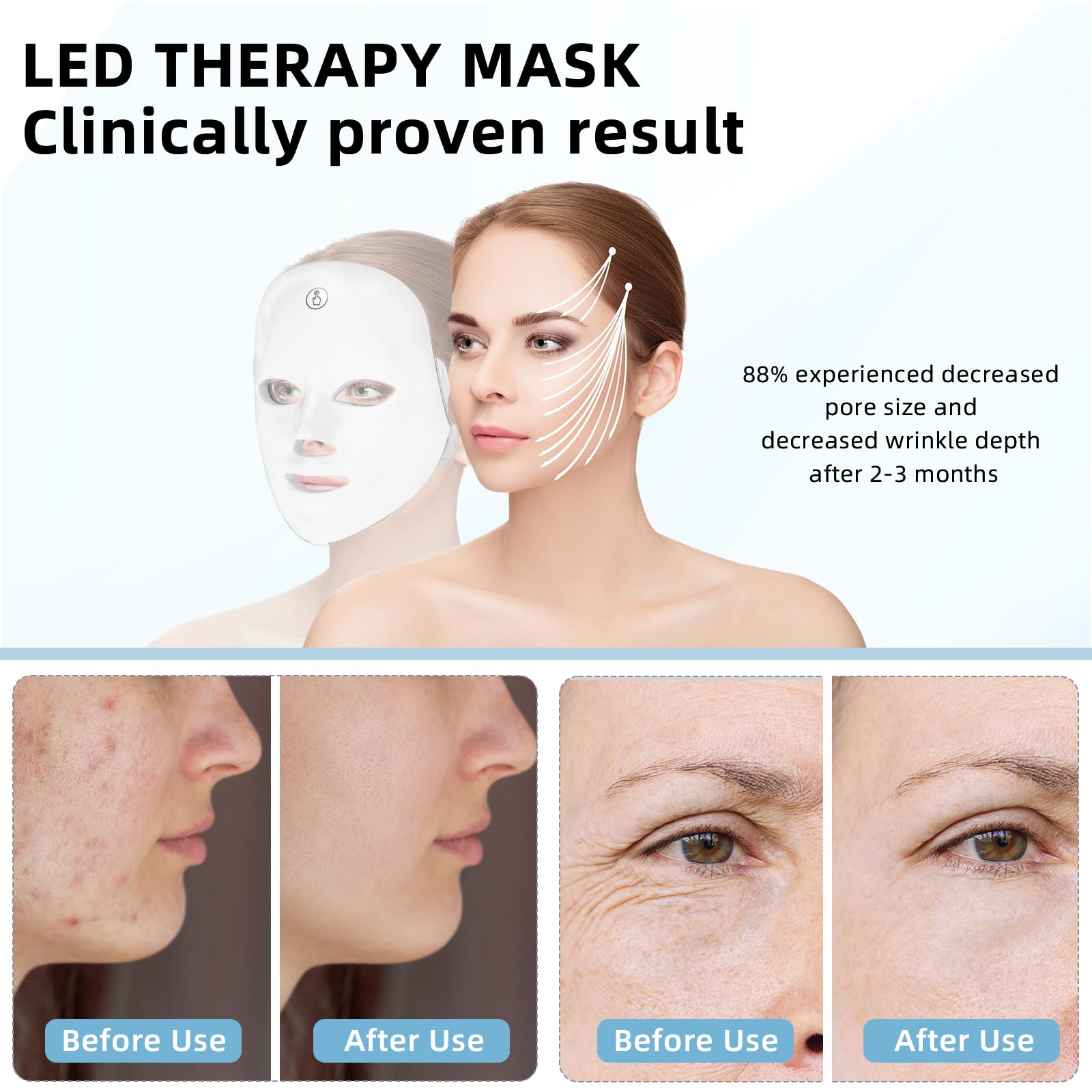 Masque knknn avec contrôle tactile et 8 modes pour le visage