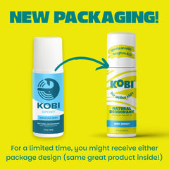 Kobi Déodorant, bouteille roll-on de 3 oz, format pratique et maniable.