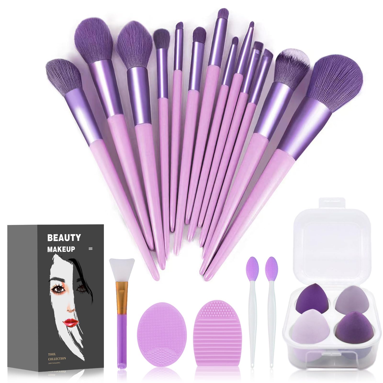 Pinceaux Koccido 22 pièces ensemble violet pour une application fluide et naturelle.