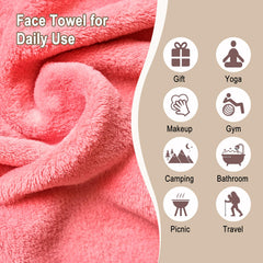 Lingettes démaquillage microfibre rose utilisées avec juste de l eau.
