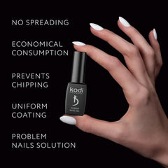 Kodi Professional Gel Base caoutchouté offre une adhésion renforcée sur les ongles naturels.
