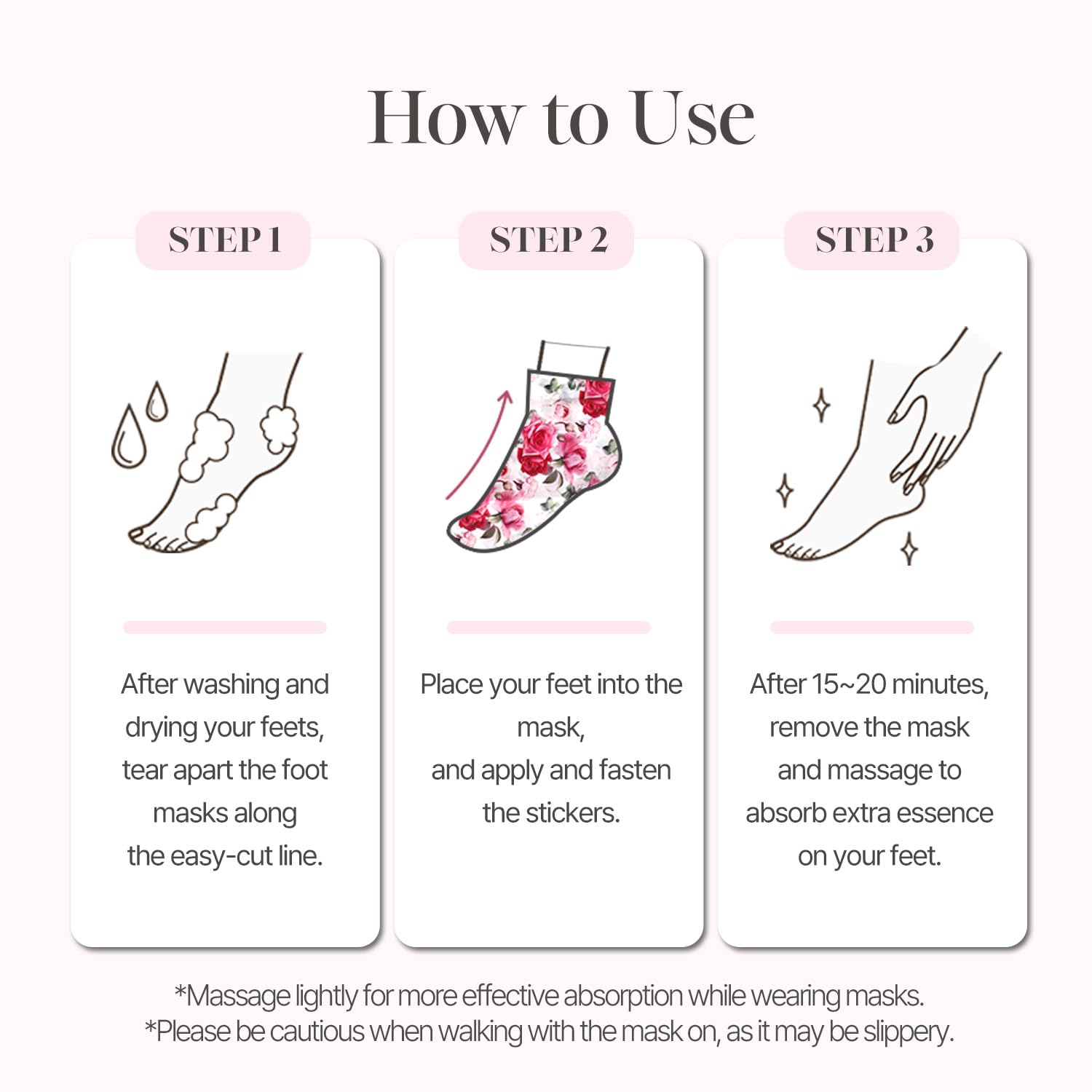 Koelf PETITFEE masque pieds Rose pétale satin – pieds plus doux et lisses rapidement.