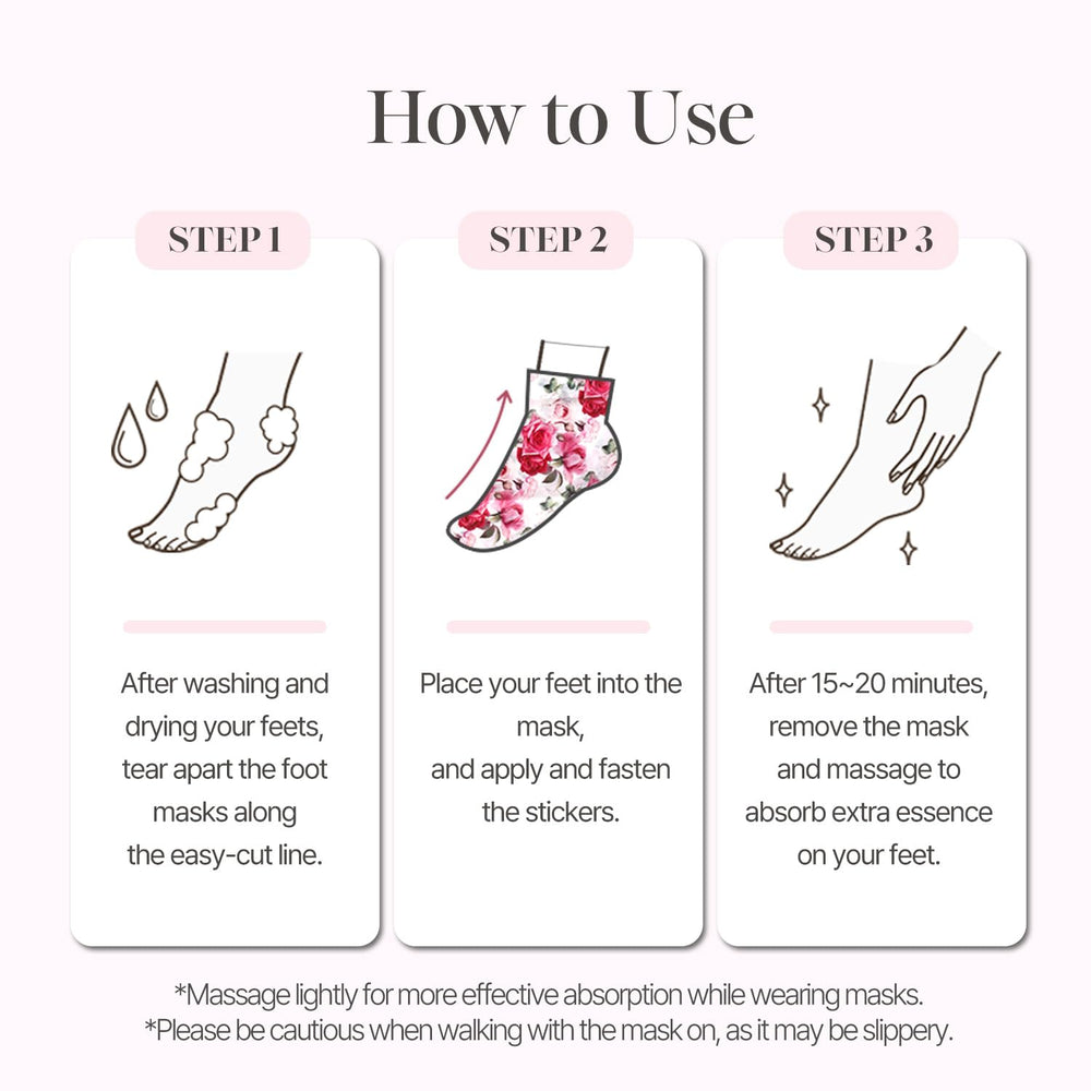 Koelf PETITFEE masque pieds Rose pétale satin – pieds plus doux et lisses rapidement.