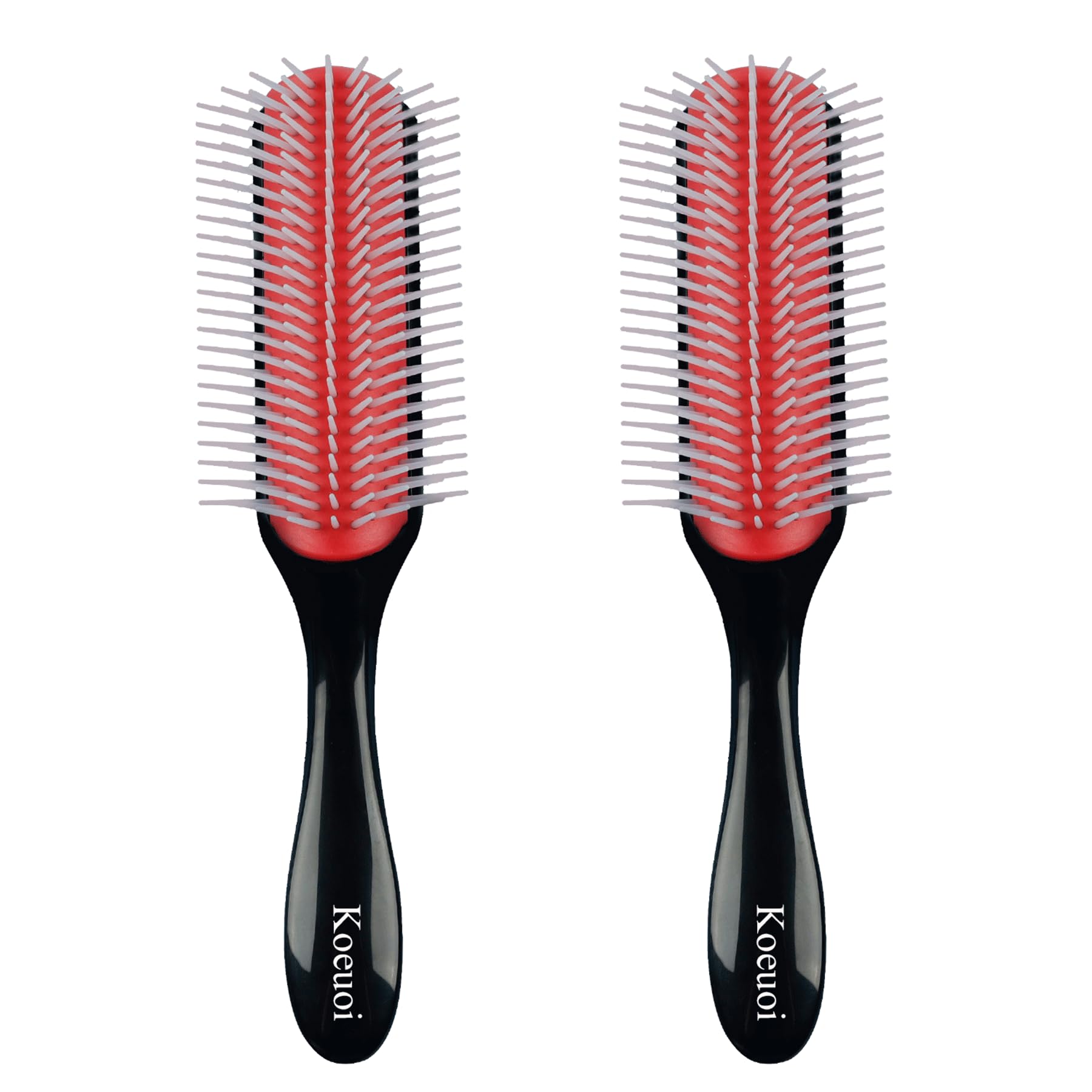 Brosse Koeuoi classique à 9 rangs prête à démêler les boucles en douceur.