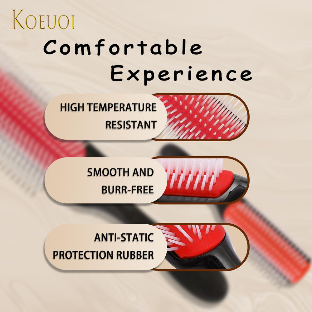 Brosse Koeuoi compacte, taille 8,5 x 2,5 pouces, facile à transporter.