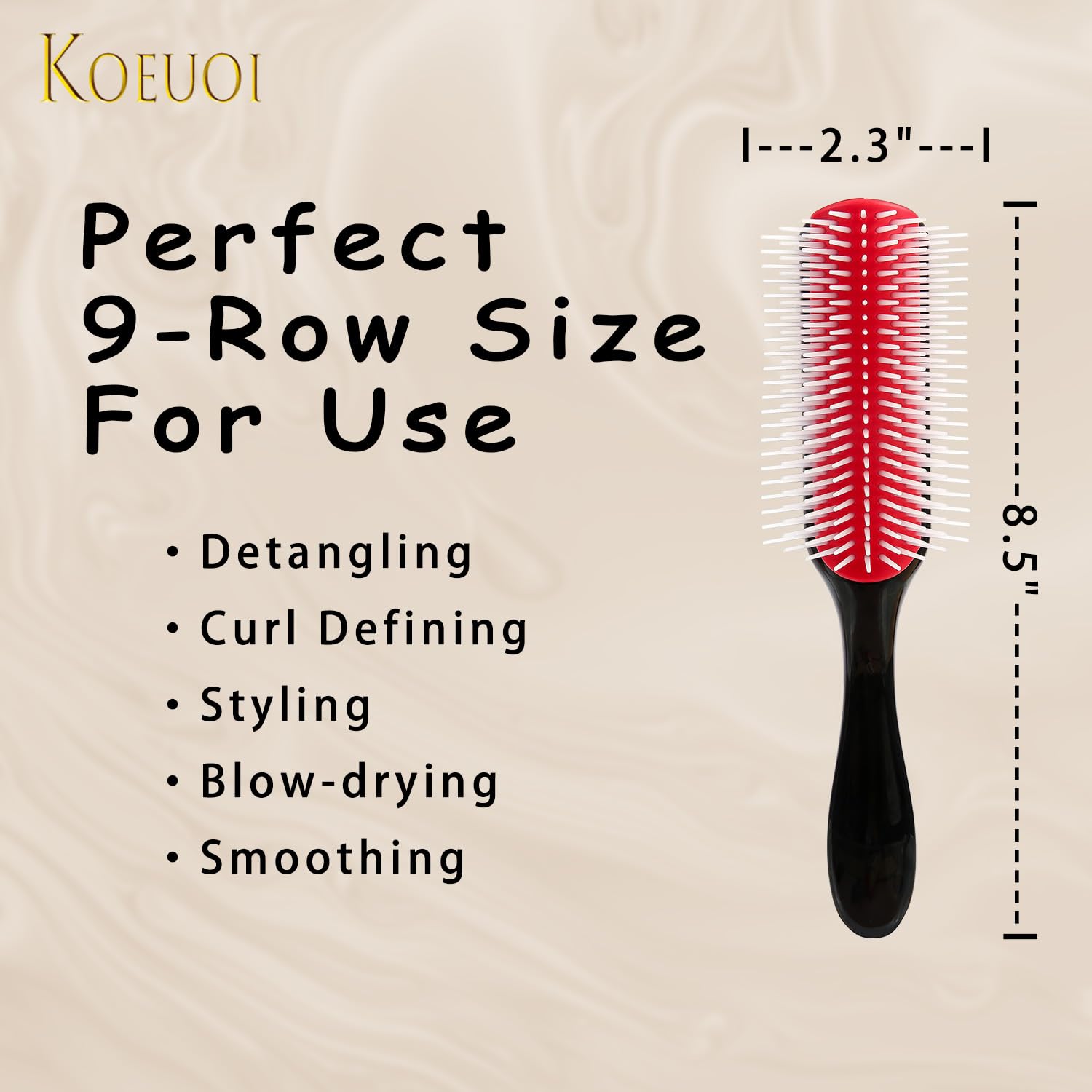 Brosse Koeuoi à manche ergonomique assure une prise stable.