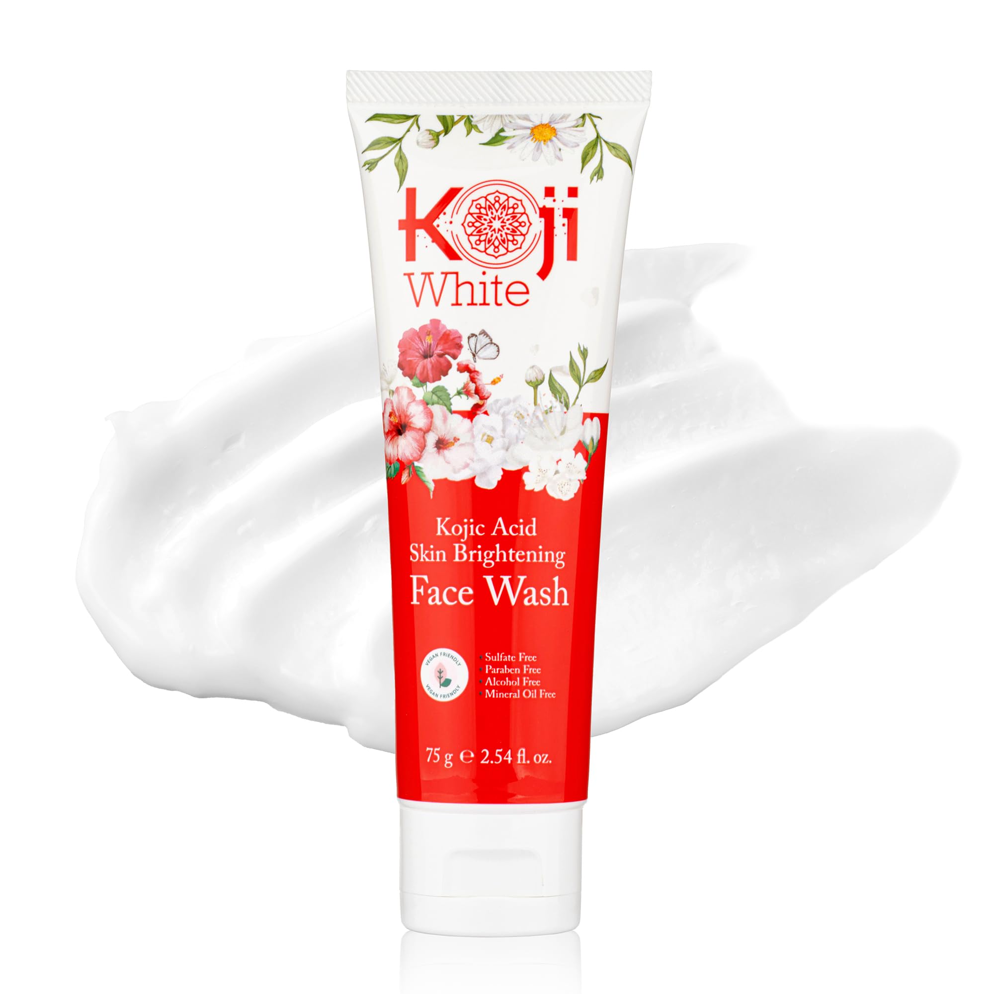 Koji White gel nettoyant visage Kojique dans une bouteille élégante, nettoyage en douceur.