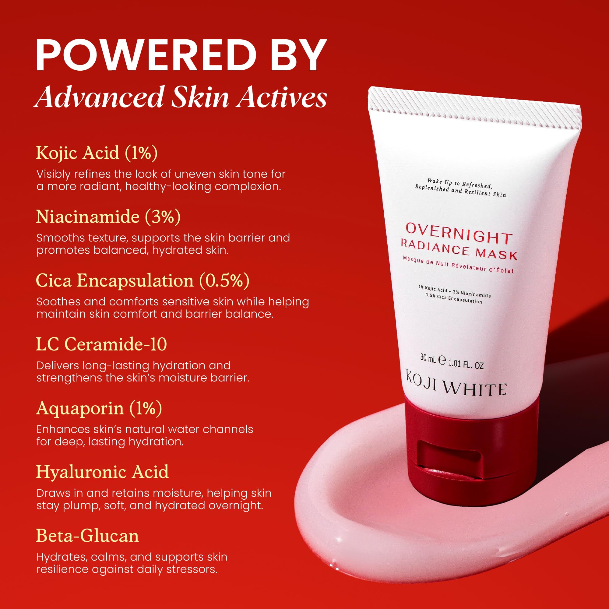 Koji White ingrédients-niacinamide-3-pourcent pour éclat naturel