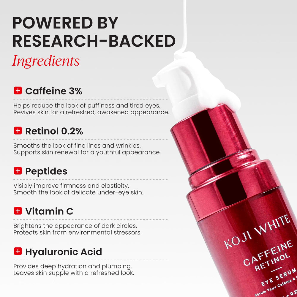 Koji White Sérum Yeux: acide hyaluronique offre hydratation durable.