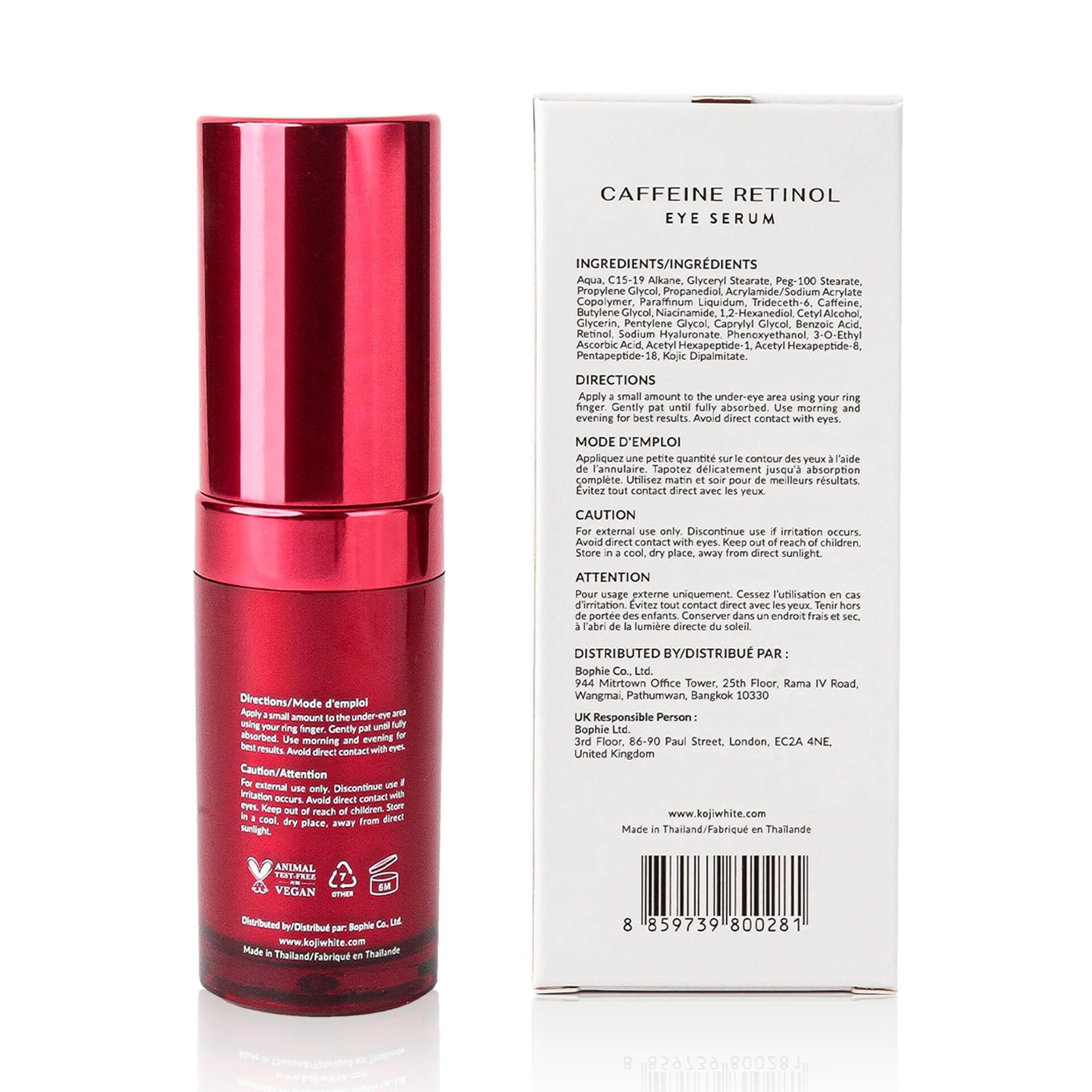 Koji White Sérum Yeux: utilisation matin et soir pour un regard frais.