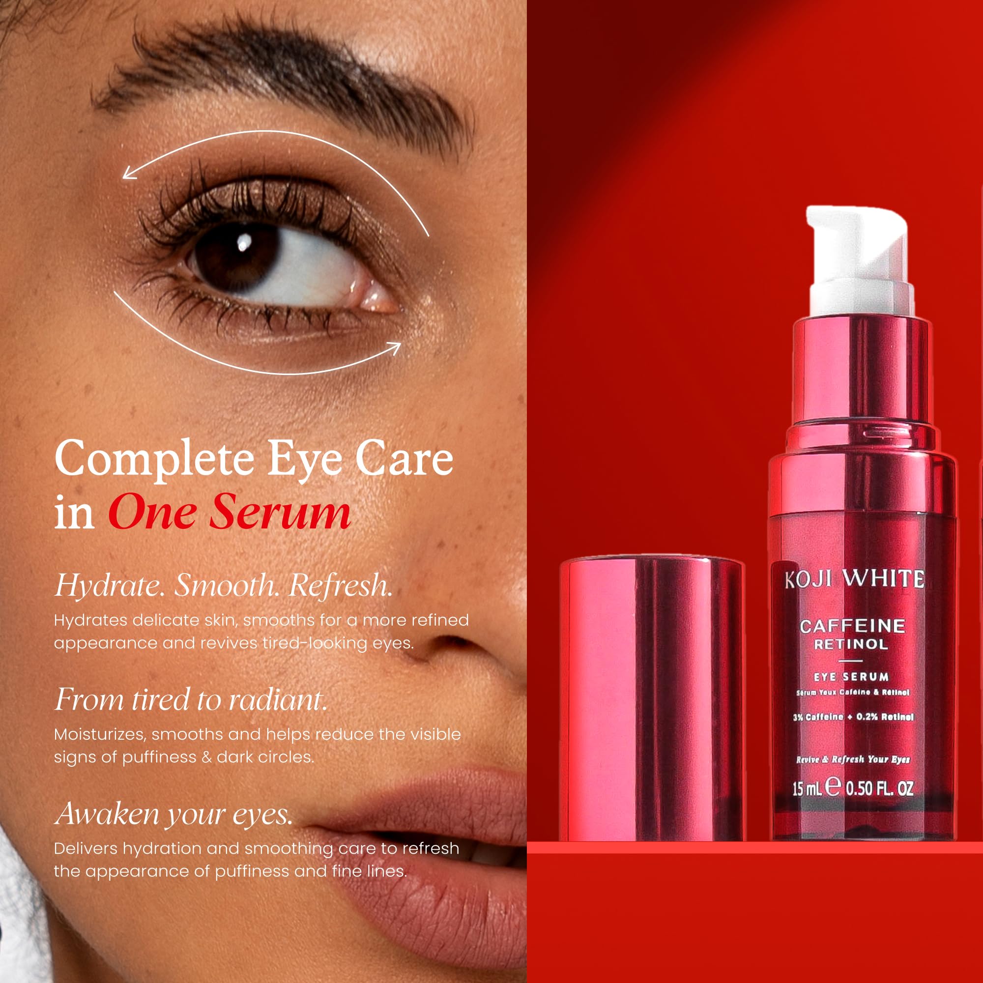 Koji White Sérum Yeux: vitamine C pour une protection antioxydante autour des yeux.