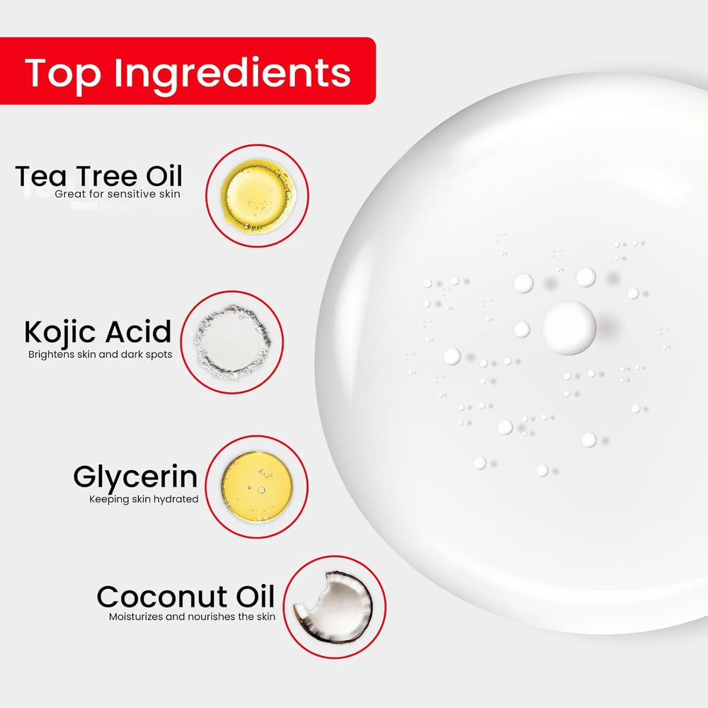 Kojie San exfoliation douce, peau plus fraîche après lavage.